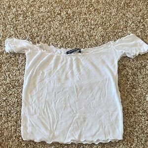 Brandy Melville White Off-Shoulder Women Top